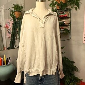 Slouchy Free People Henley Sweatshirt